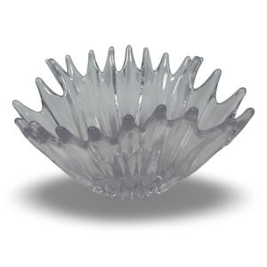 Vintage MCM Free Form French Crystal Centerpiece Bowl Clear Unsigned Mid-Century